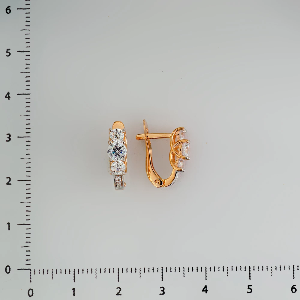 Серьги с фианитом из красного золота 585 пробы