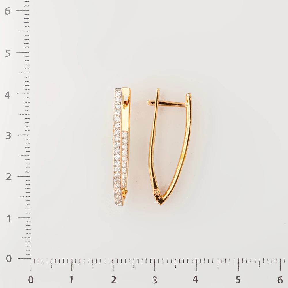 Серьги с фианитом из красного золота 585 пробы