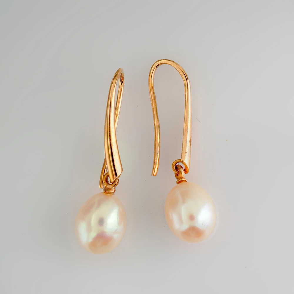 Серьги с культивированным жемчугом из красного золота 585 пробы