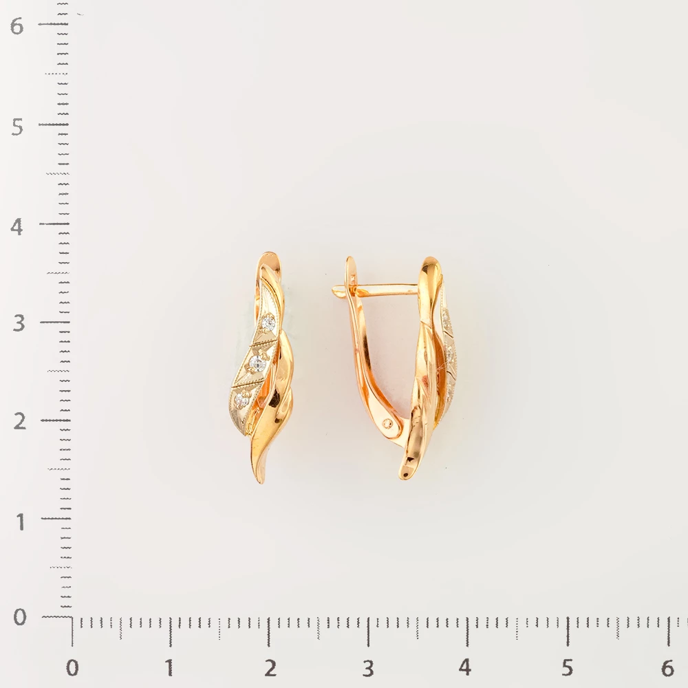 Серьги с фианитом из красного золота 585 пробы