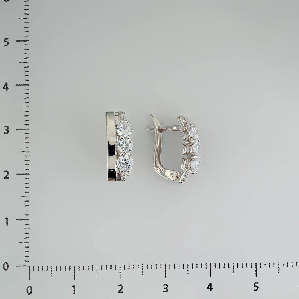 Серьги с фианитом из белого золота 585 пробы