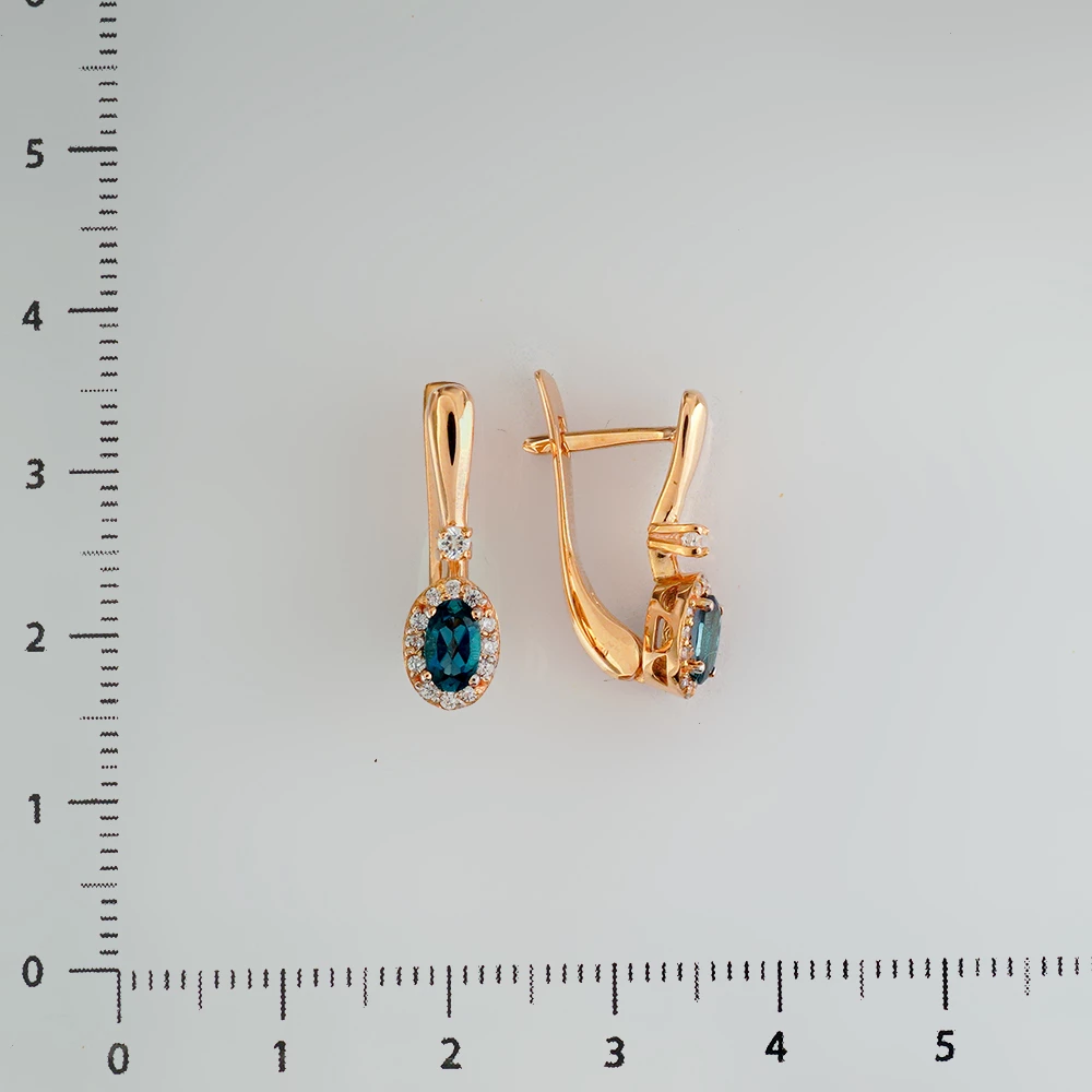 Серьги с топазом лондон из красного золота 585 пробы