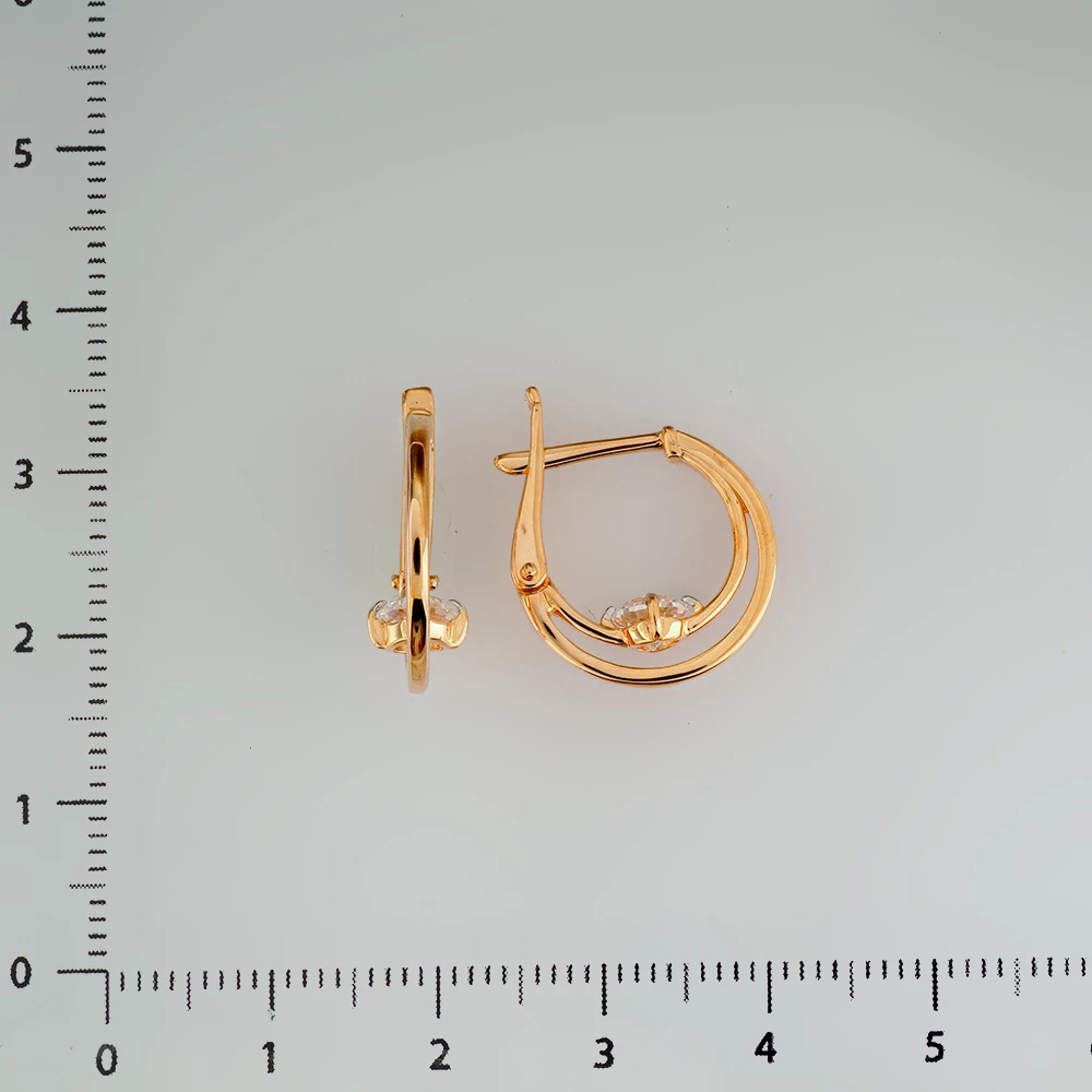 Серьги с фианитом из красного золота 585 пробы