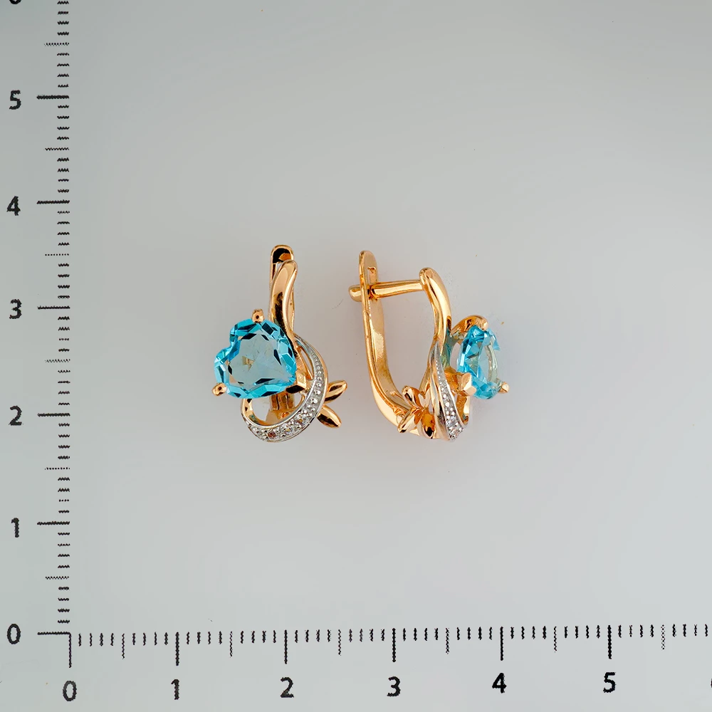 Серьги с топазом из красного золота 585 пробы