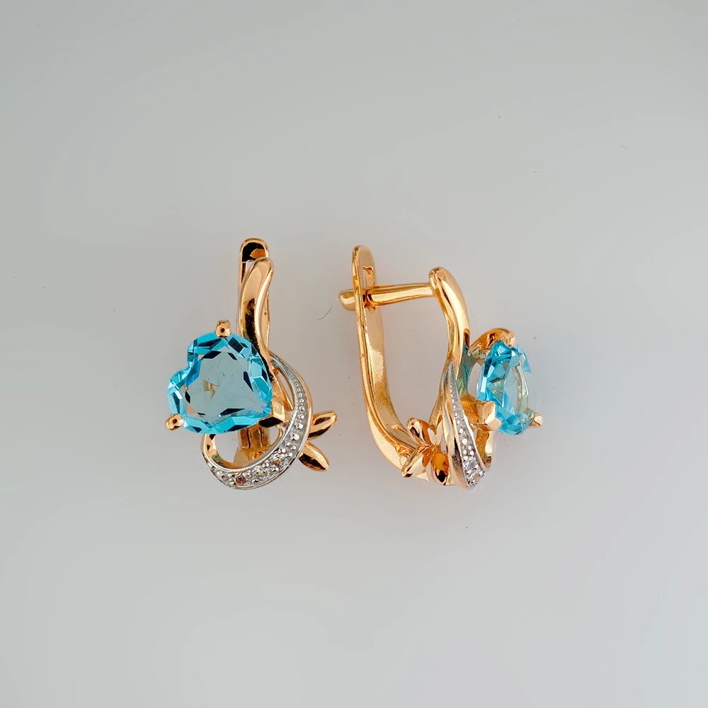 Серьги с топазом из красного золота 585 пробы