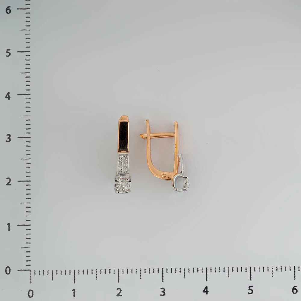 Серьги с бриллиантом из красного золота 585 пробы