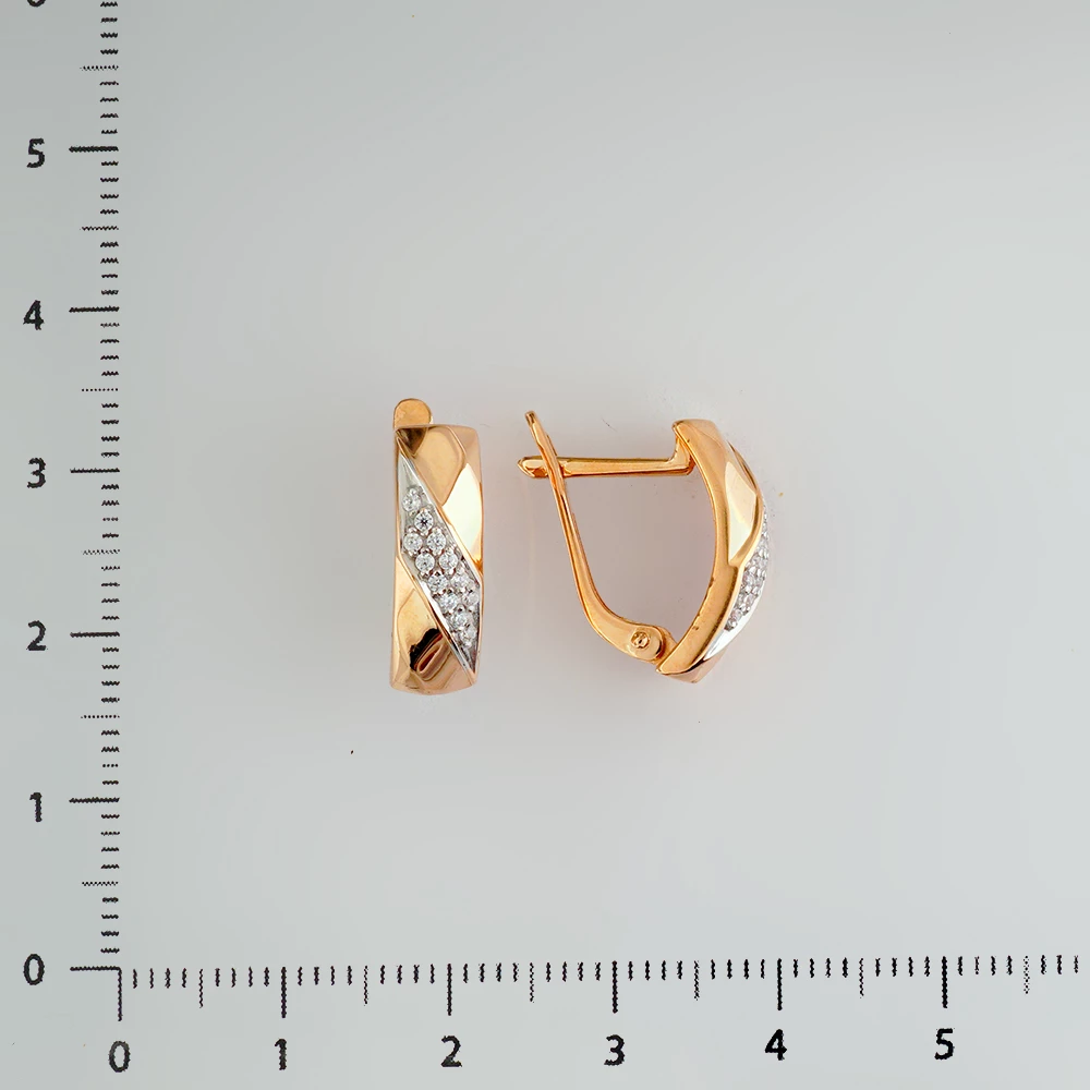 Серьги с фианитом из красного золота 585 пробы