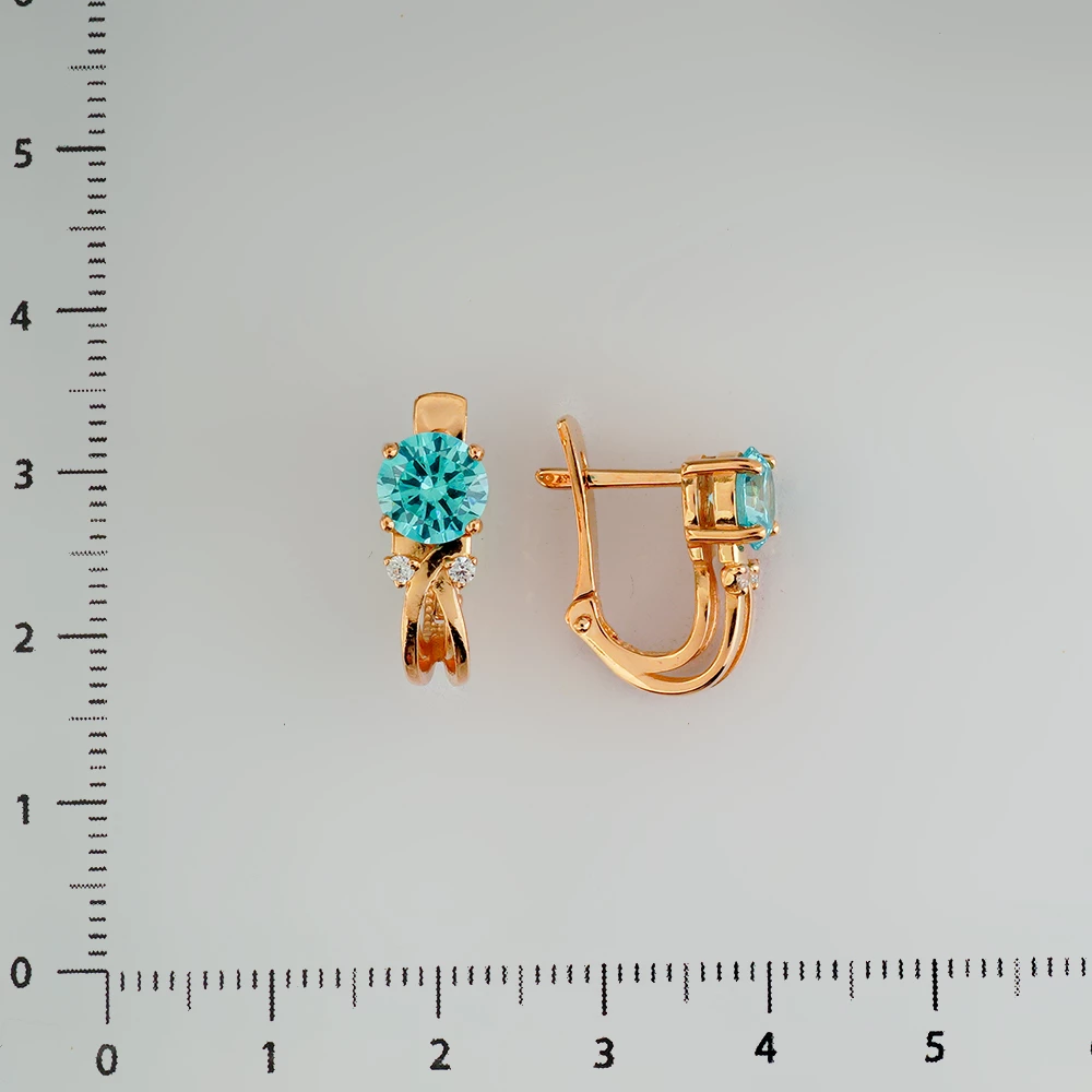 Серьги с фианитом из красного золота 585 пробы