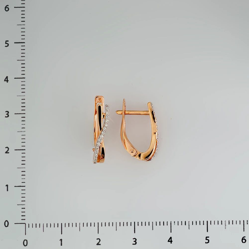 Серьги с бриллиантом из красного золота 585 пробы