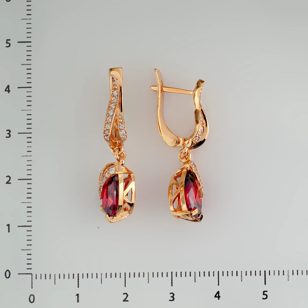 Серьги с ситаллом из красного золота 585 пробы