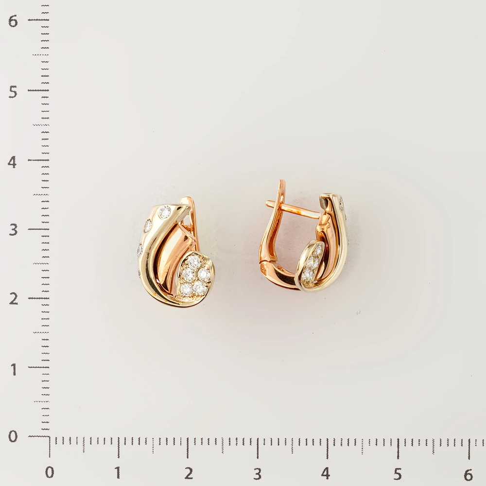 Серьги с бриллиантом из красного золота 585 пробы