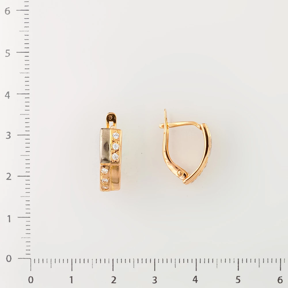 Серьги с фианитом из красного золота 585 пробы