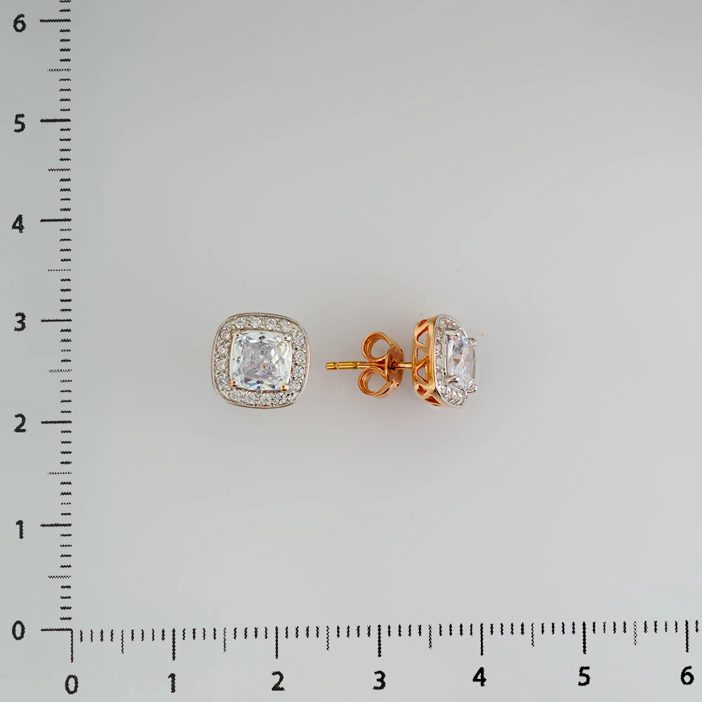 Серьги с фианитом из красного золота 585 пробы