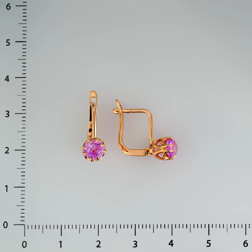 Серьги с фианитом из красного золота 583 пробы