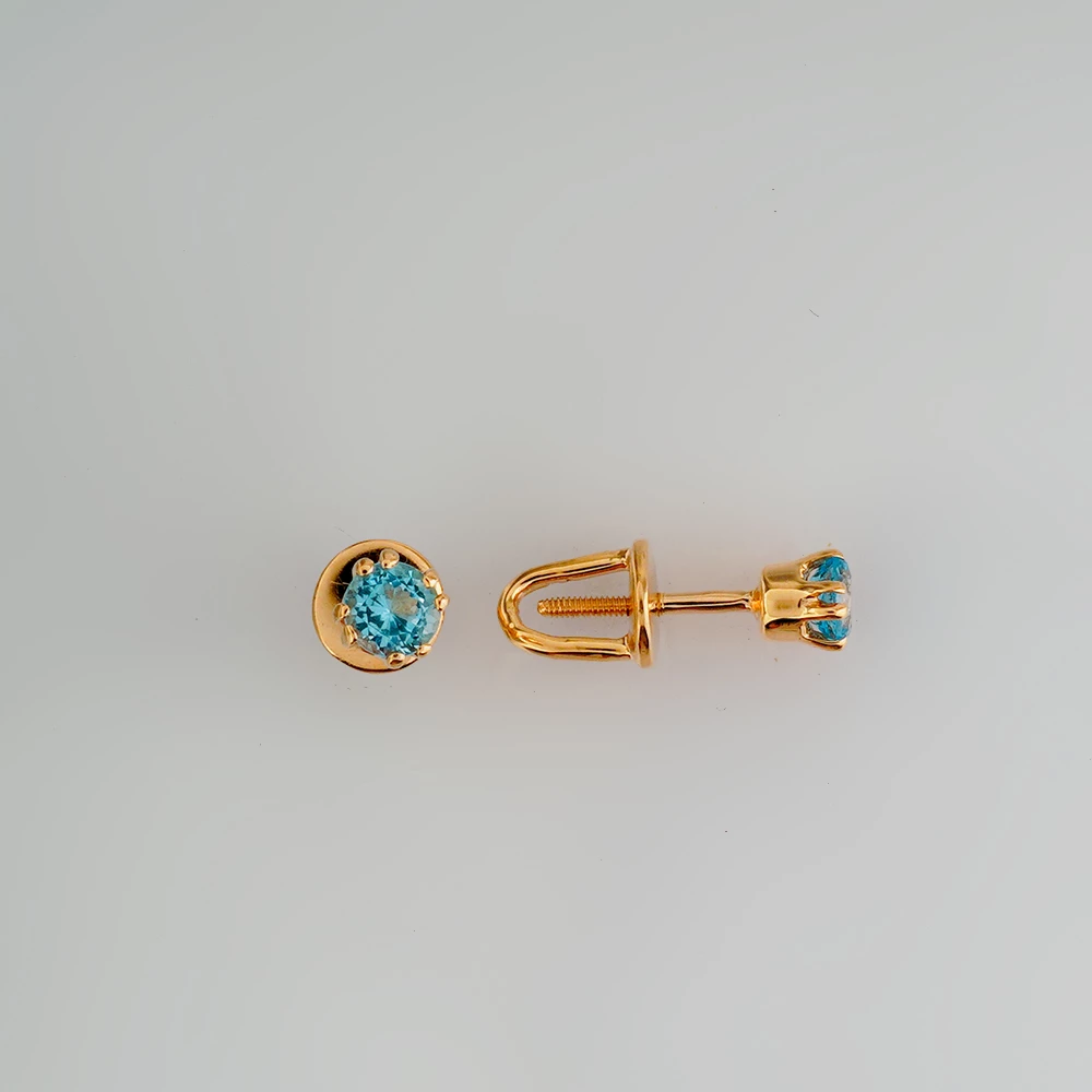 Серьги с топазом из красного золота 585 пробы