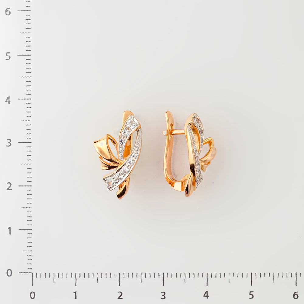 Серьги с фианитом из красного золота 585 пробы