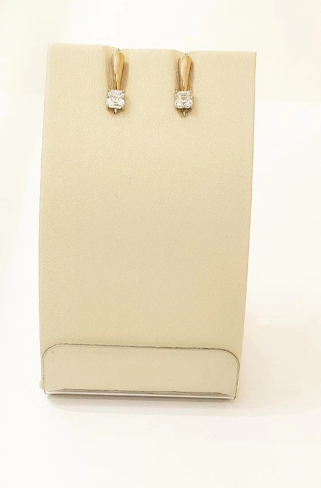 Серьги с фианитом из красного золота 585 пробы