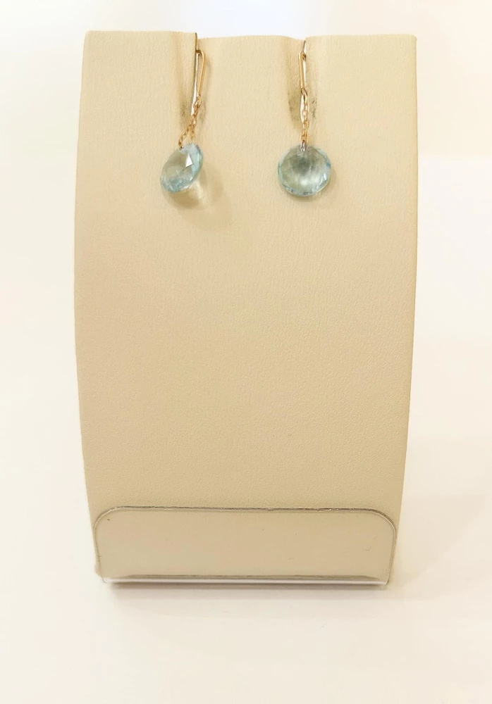 Серьги-продевки с топазом из красного золота 585 пробы