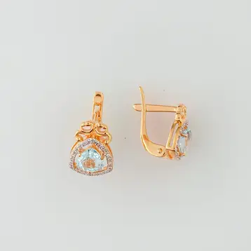 Серьги с топазом из красного золота 585 пробы