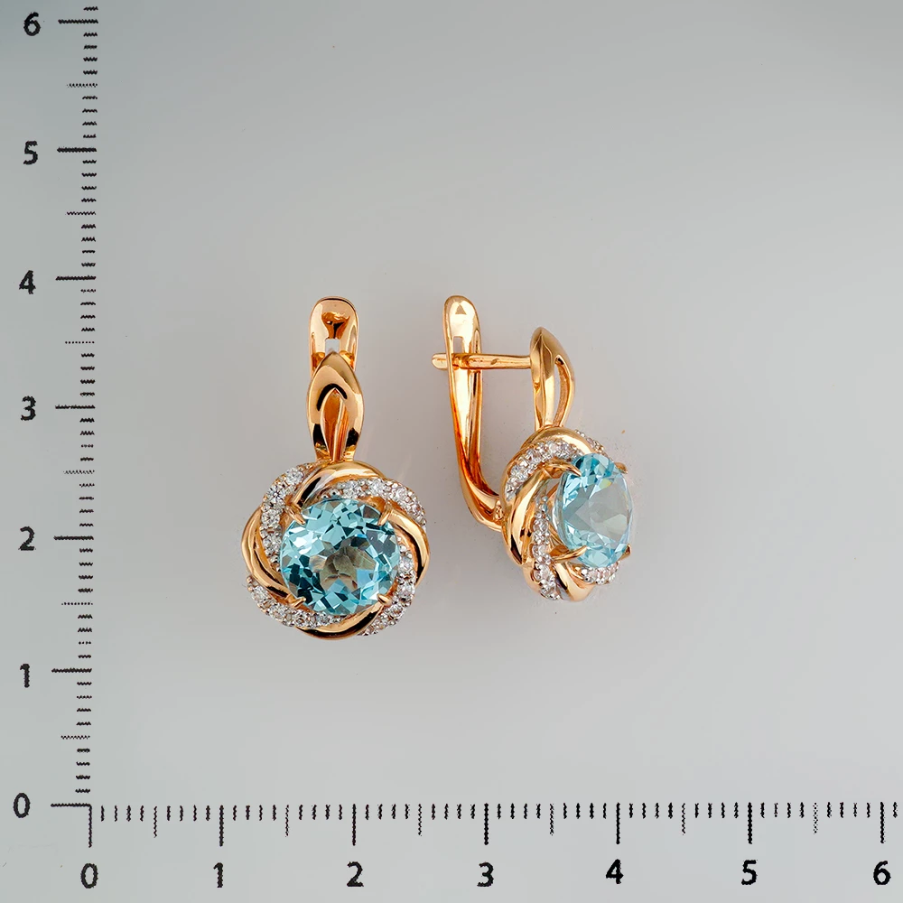 Серьги с топазом из красного золота 585 пробы
