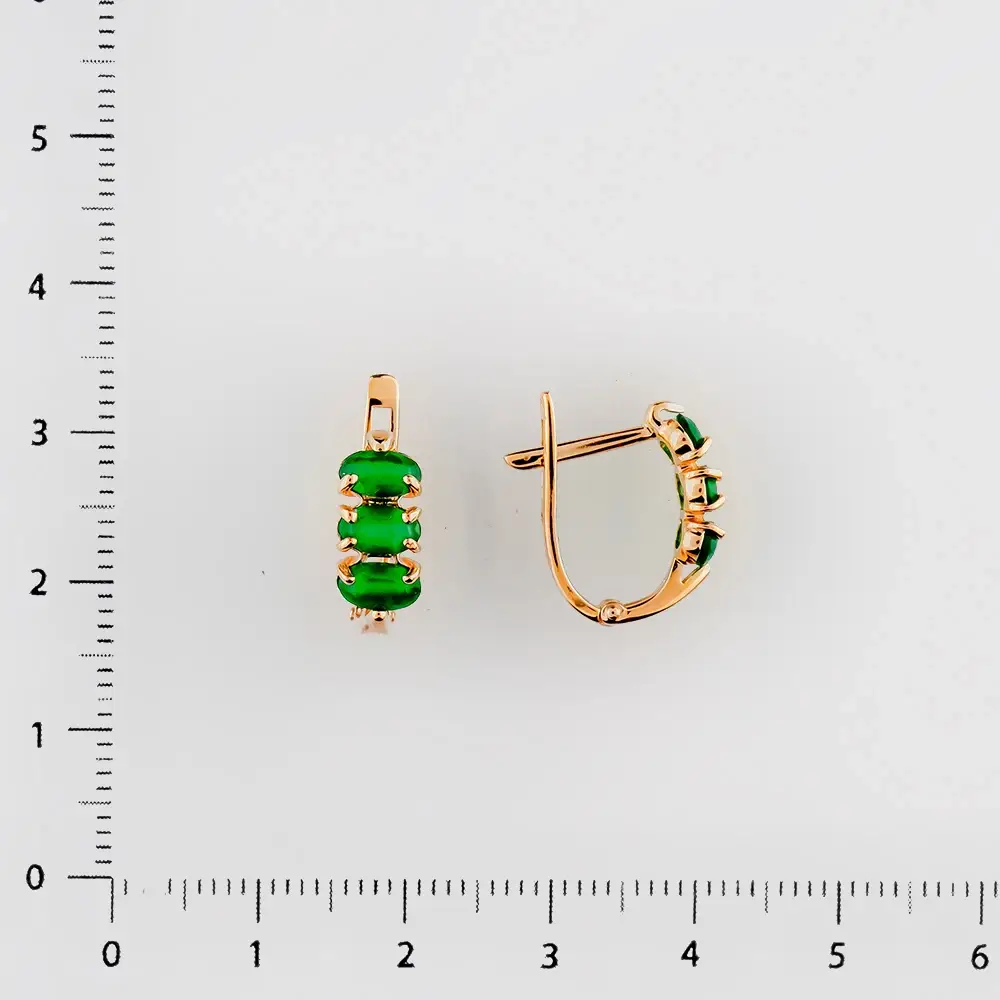 Серьги с агатом из красного золота 585 пробы 2