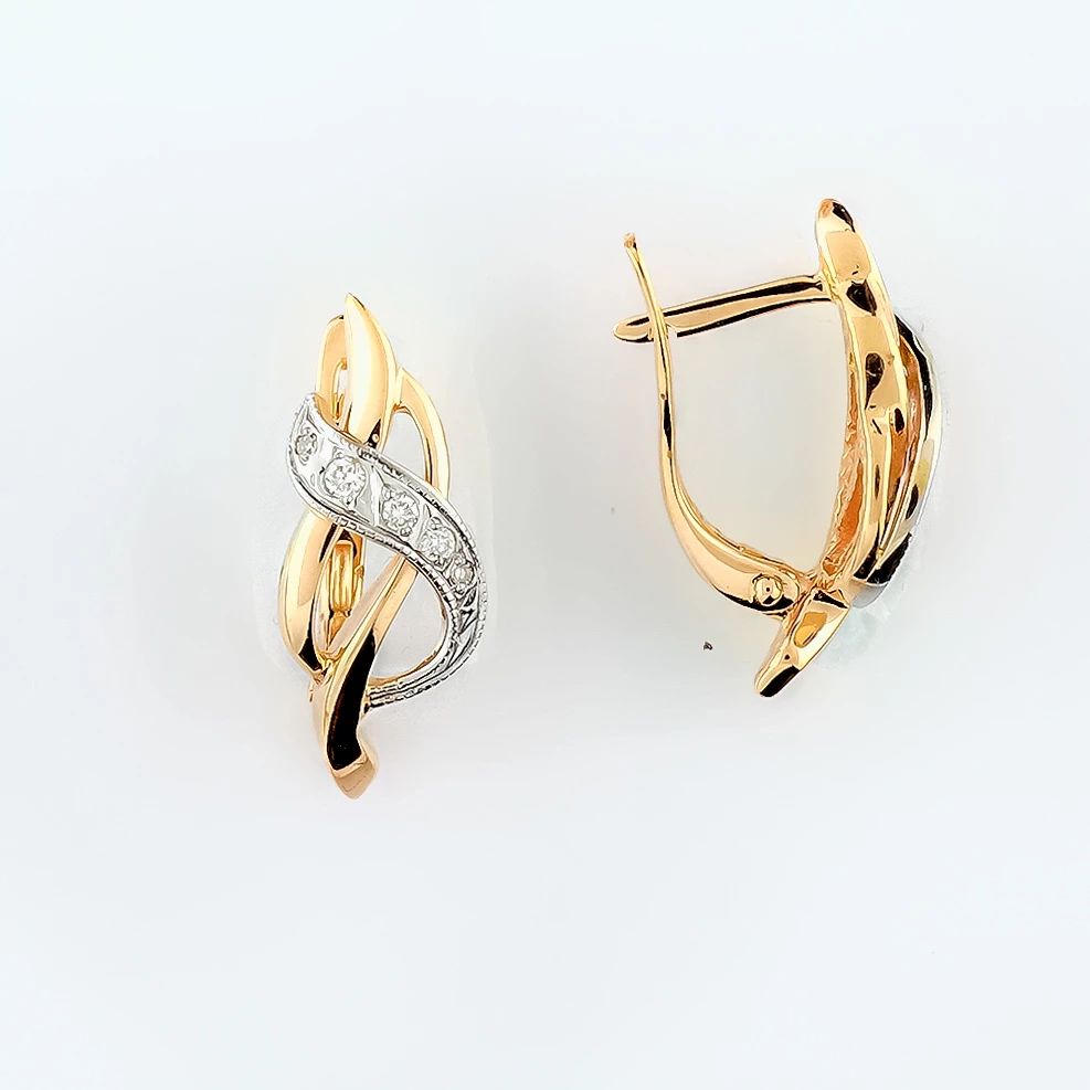 Серьги с бриллиантом из красного золота 585 пробы