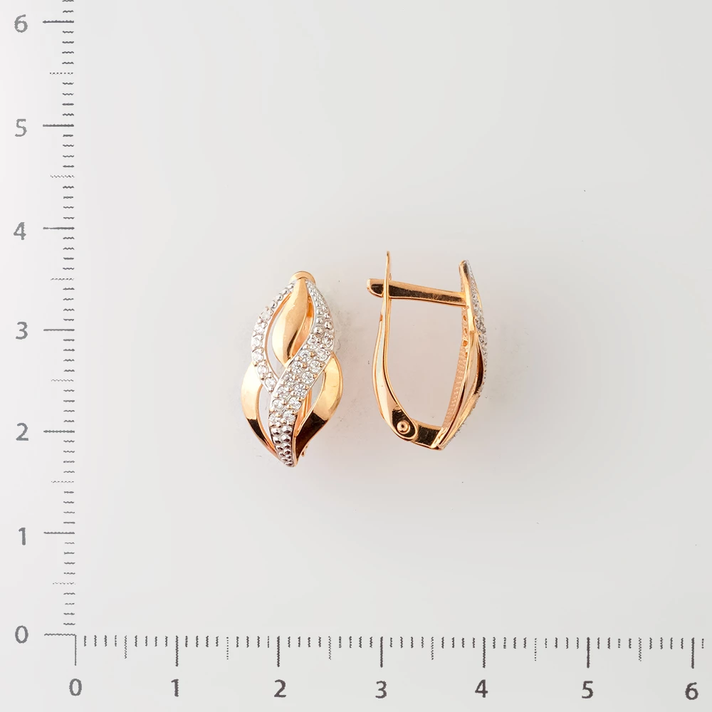 Серьги с фианитом из красного золота 585 пробы