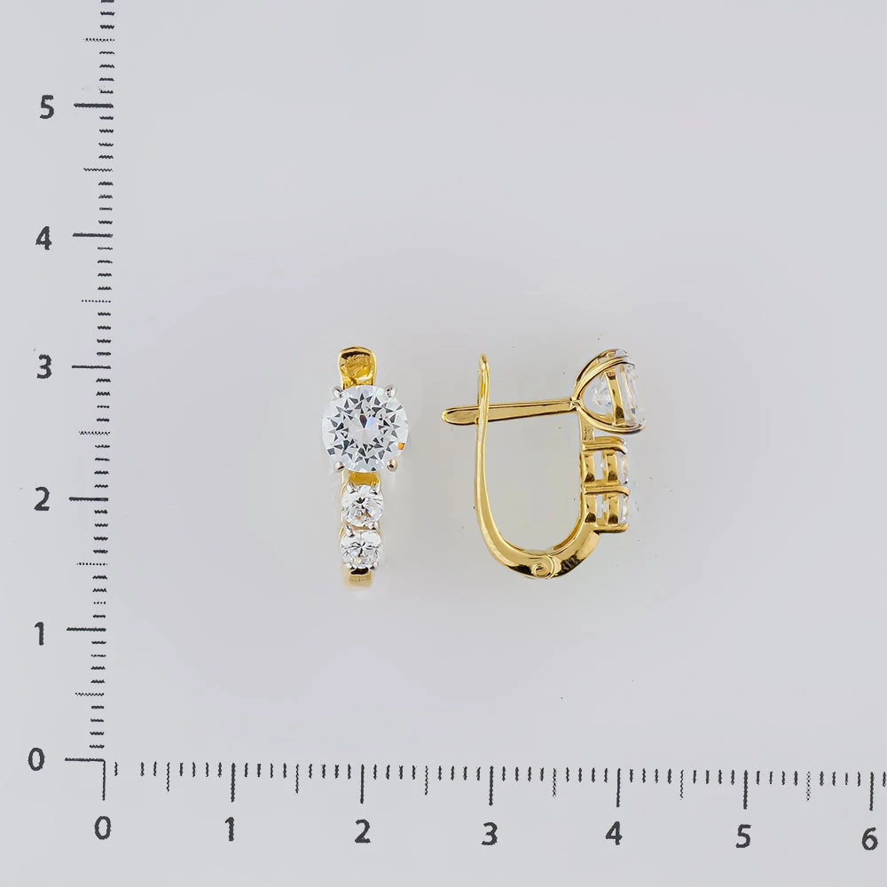 Серьги с фианитом из желтого золота 585 пробы