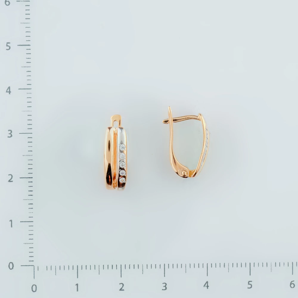 Серьги с фианитом из красного золота 585 пробы