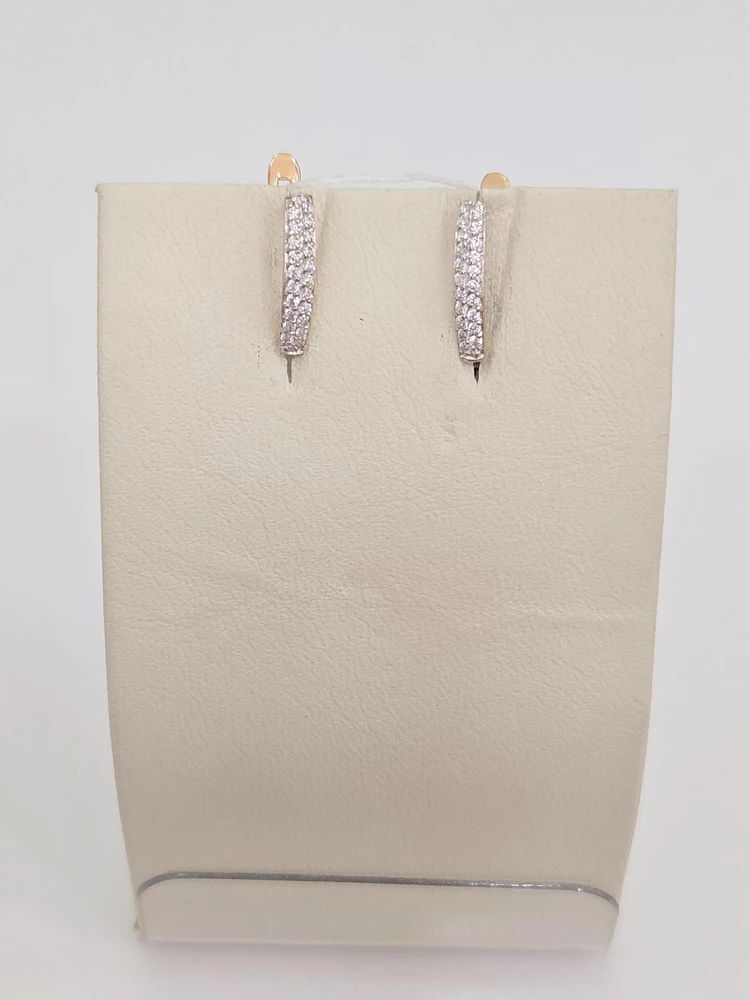 Серьги с фианитом из красного золота 585 пробы