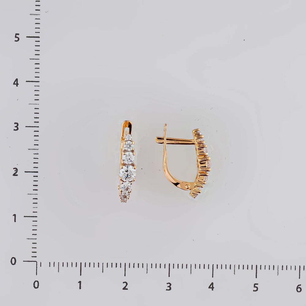 Серьги с фианитом из красного золота 585 пробы