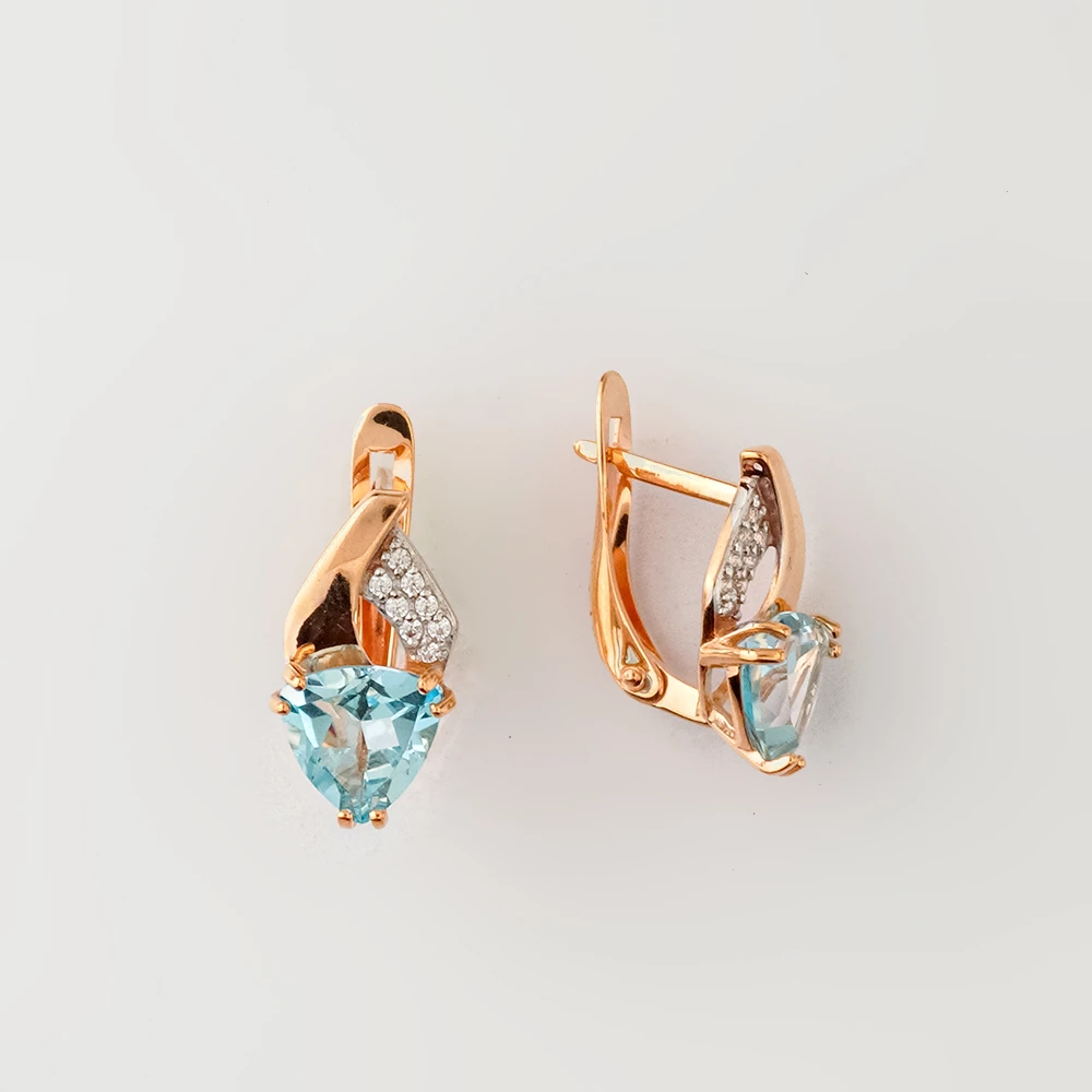 Серьги с топазом из красного золота 375 пробы