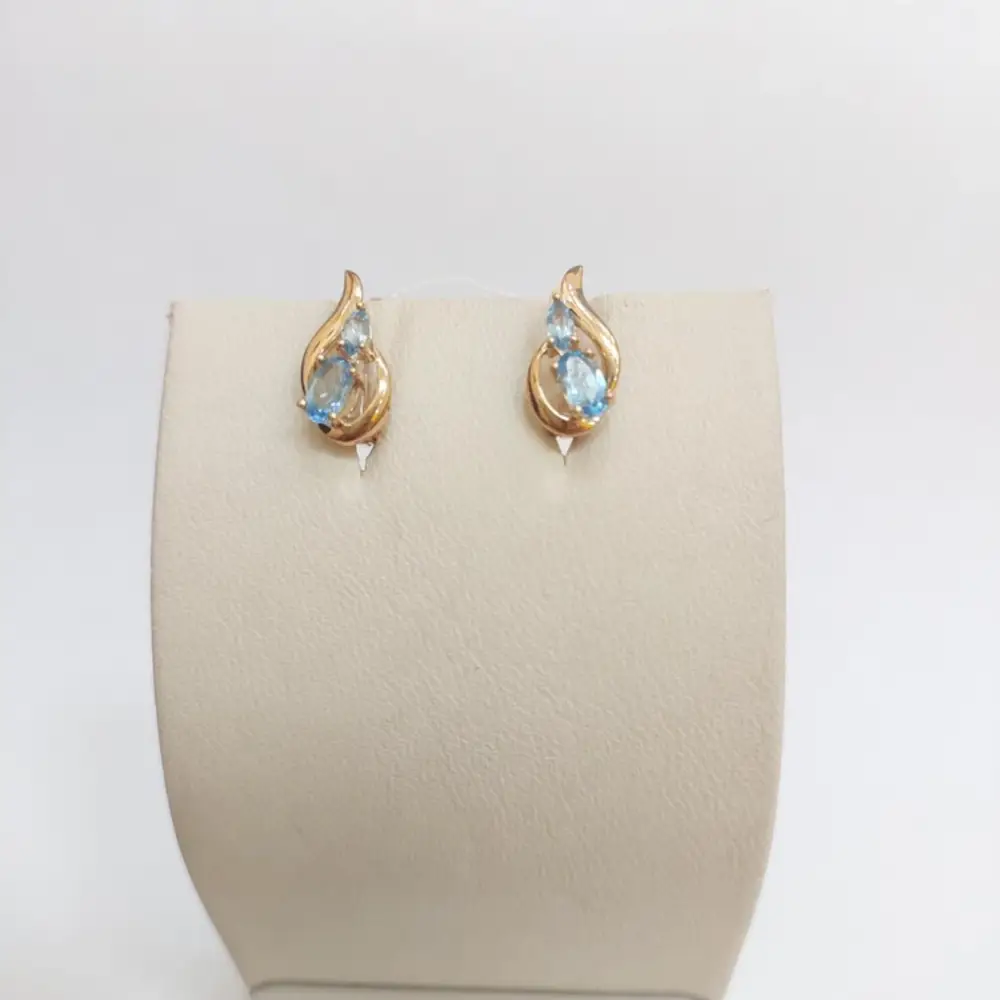 Серьги с топазом из красного золота 585 пробы