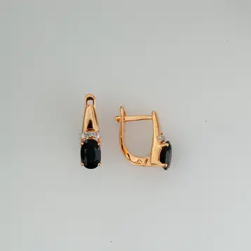 Серьги с агатом из красного золота 585 пробы