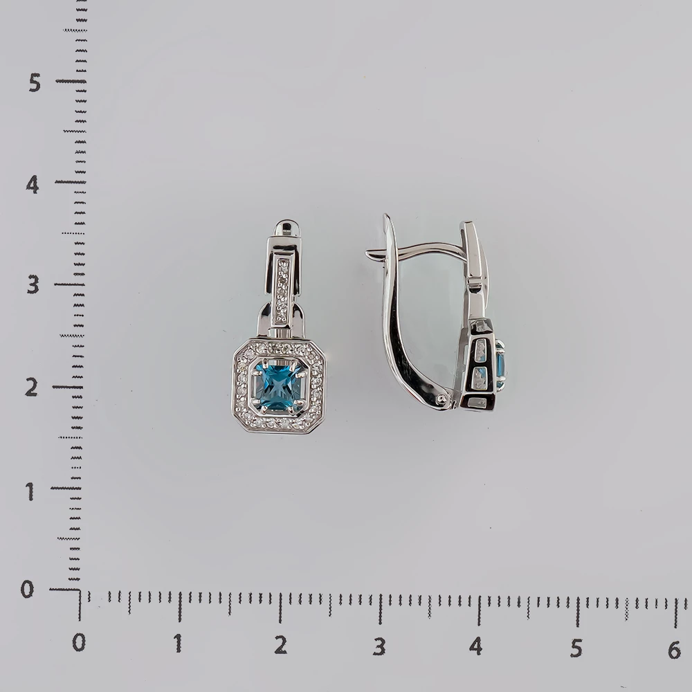 Серьги с топазом из белого золота 585 пробы