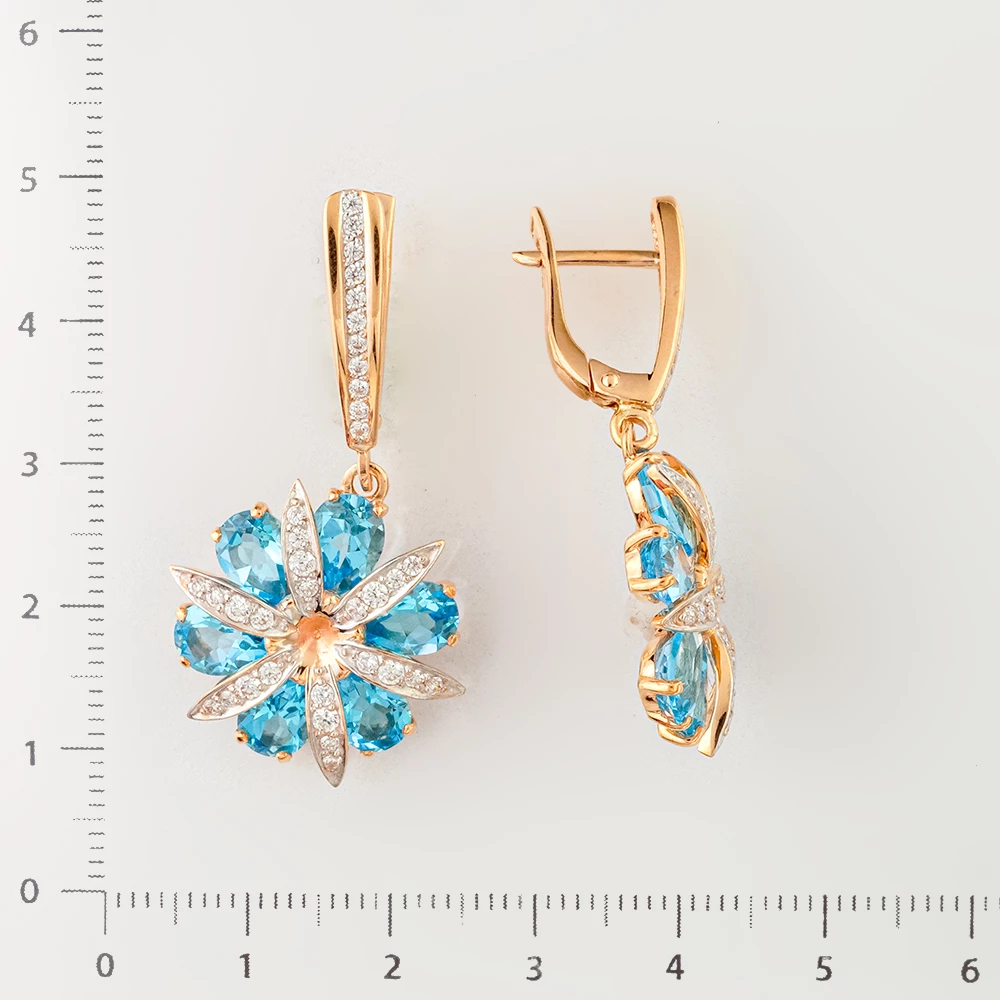 Серьги с топазом из красного золота 585 пробы