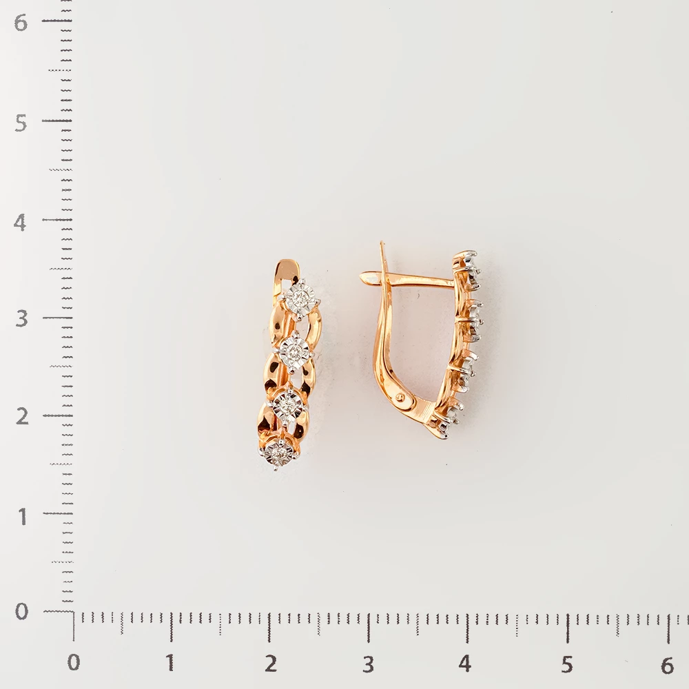 Серьги с бриллиантом из красного золота 585 пробы