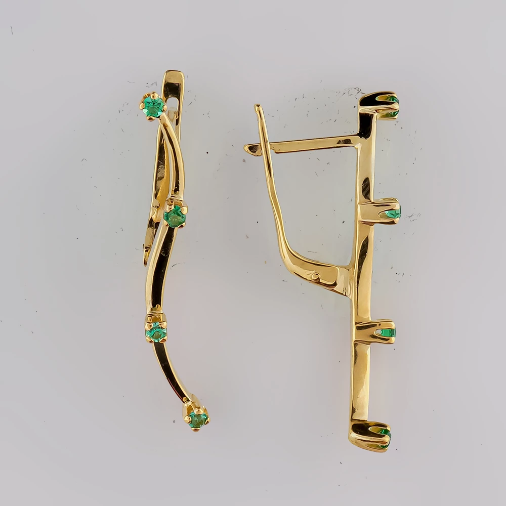 Серьги с фианитом из желтого золота 585 пробы