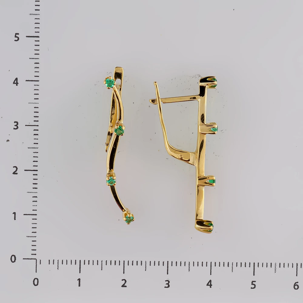 Серьги с фианитом из желтого золота 585 пробы