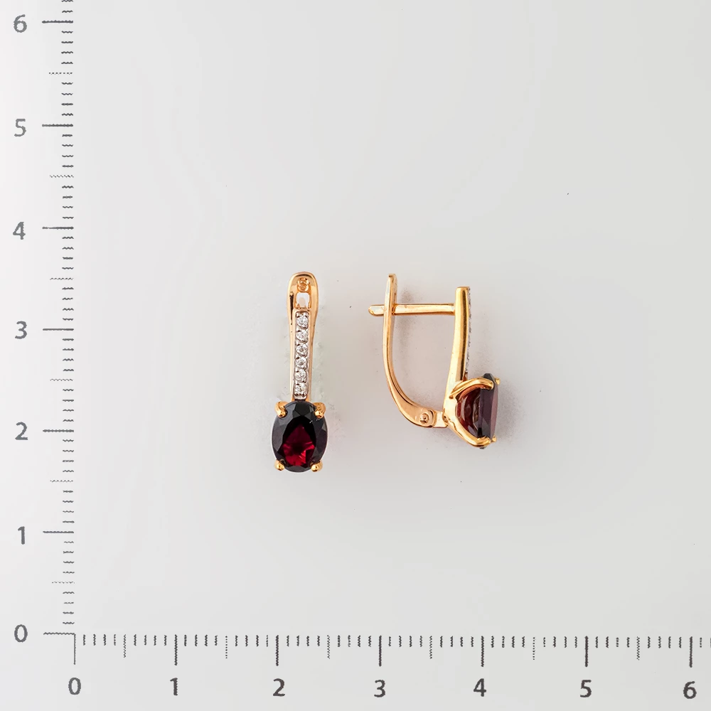 Серьги с гранатом из красного золота 585 пробы