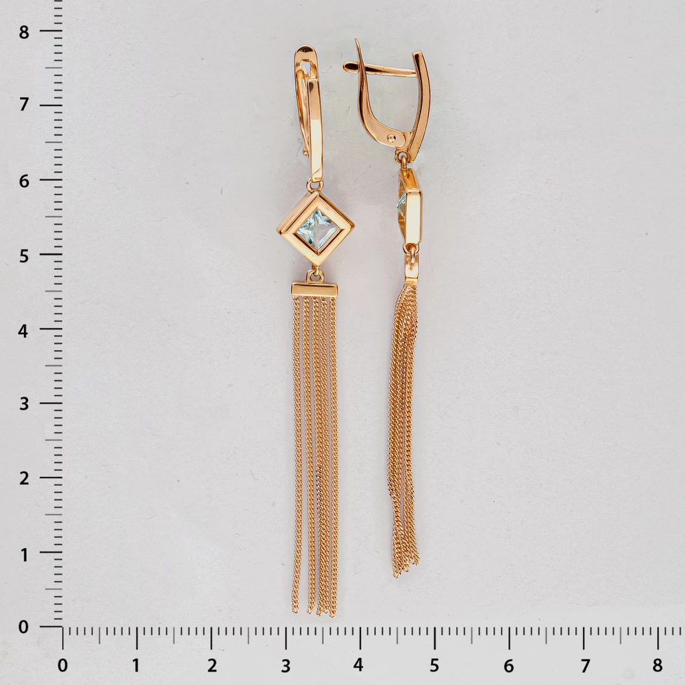 Серьги с топазом из красного золота 585 пробы