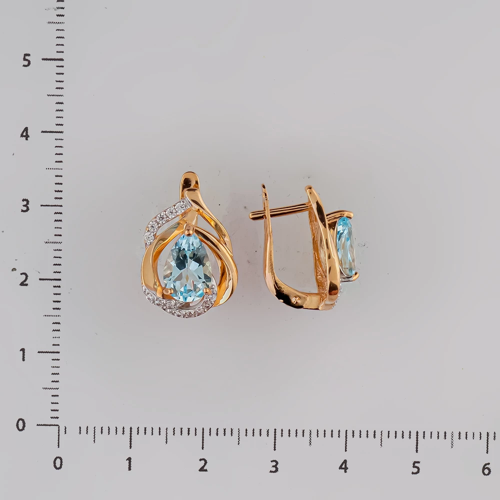 Серьги с топазом из красного золота 585 пробы
