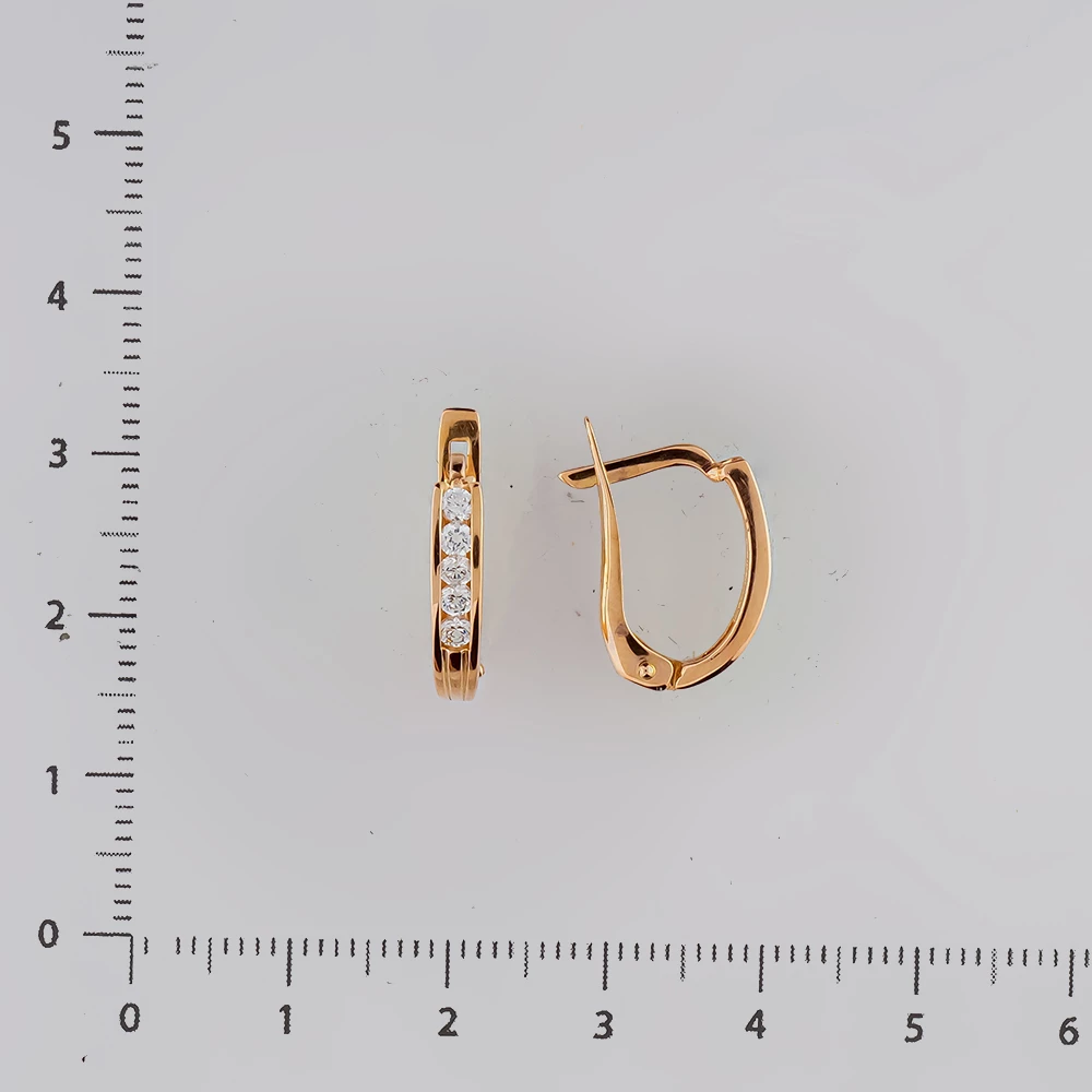 Серьги с фианитом из красного золота 585 пробы