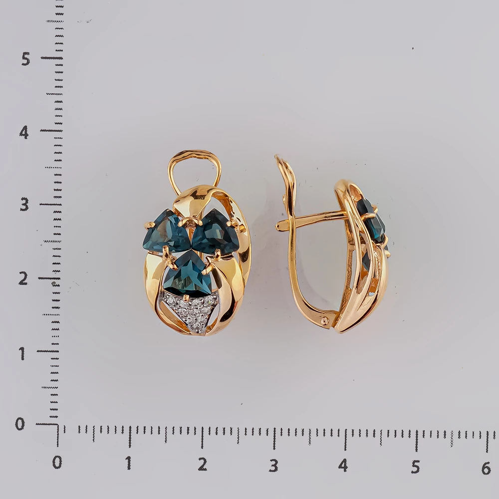 Серьги с топазом лондон из красного золота 585 пробы