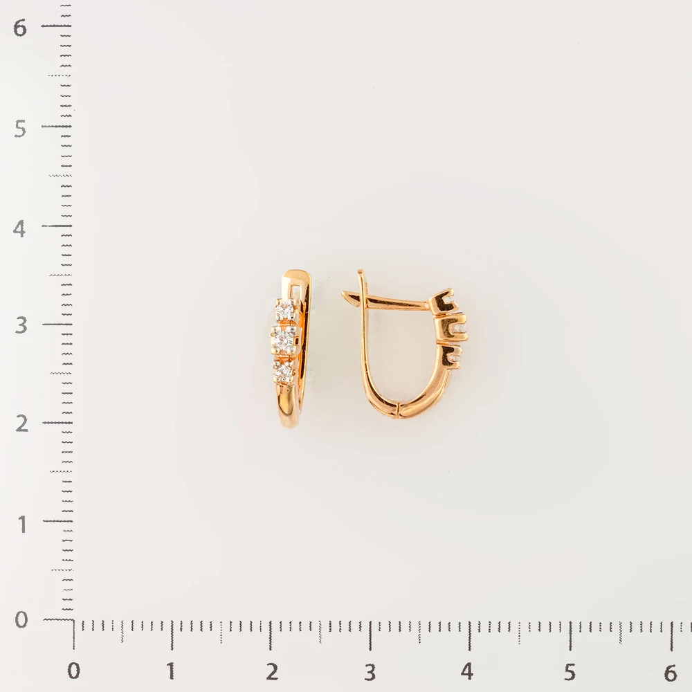 Серьги с фианитом из красного золота 585 пробы