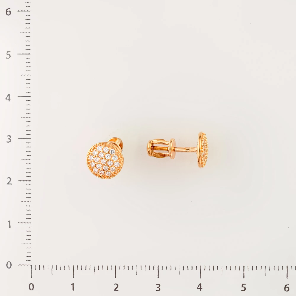 Серьги с фианитом из красного золота 585 пробы