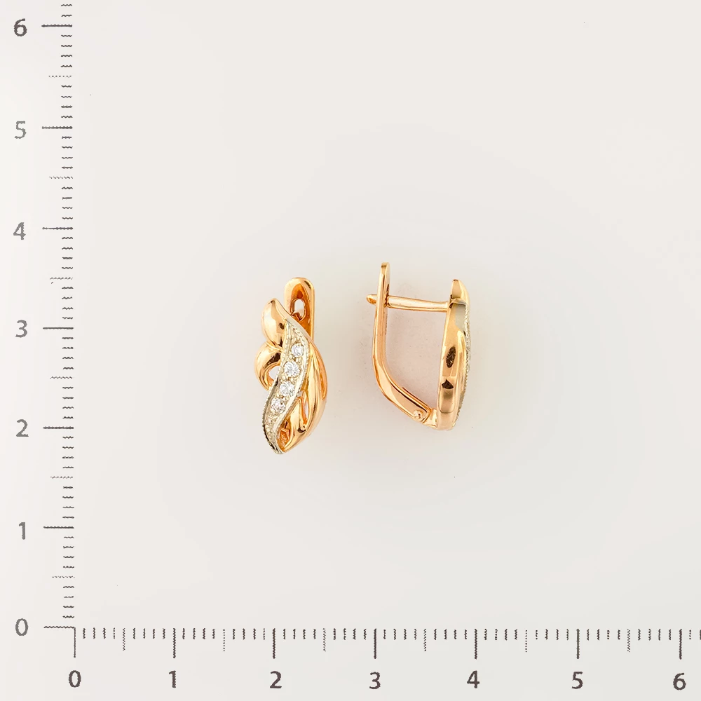 Серьги с фианитом из белого золота 585 пробы