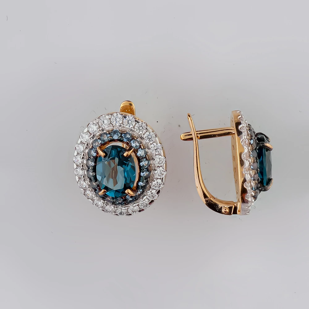 Серьги с топазом лондон из красного золота 585 пробы