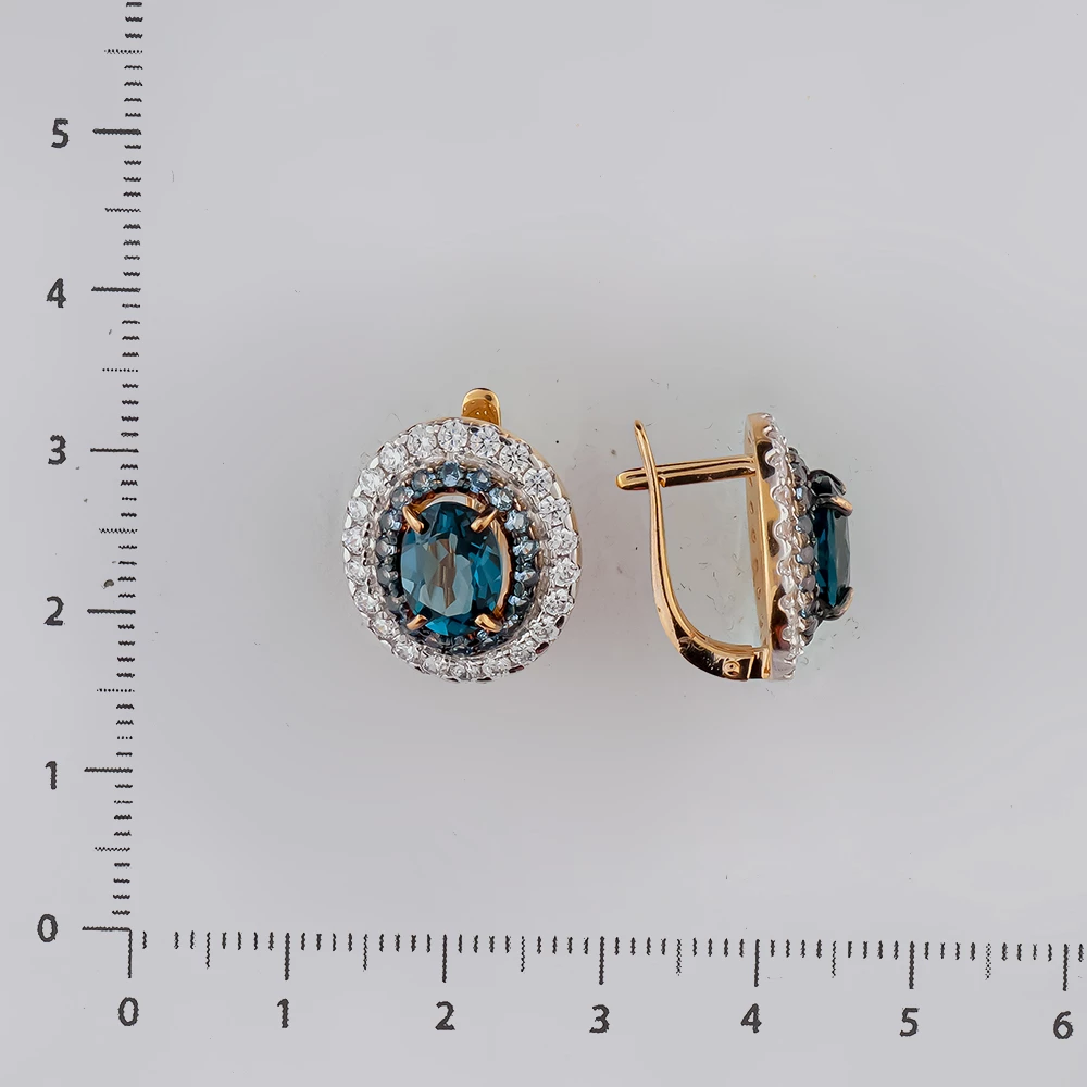 Серьги с топазом лондон из красного золота 585 пробы