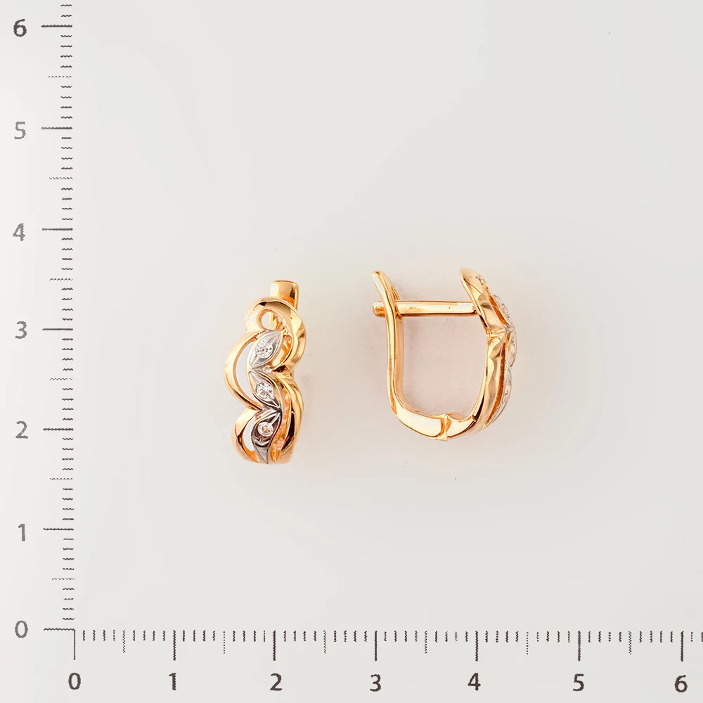 Серьги с фианитом из красного золота 585 пробы